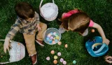 Kids doing an egg hunt