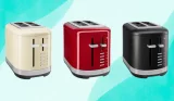 KitchenAid Breakfast Suite 2-Slice Toasters in cream, red, and black