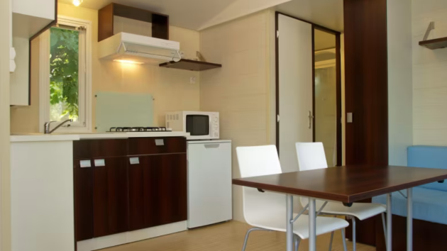 Eurocamp La Croix du Vieux Pont Classic cabin lounge