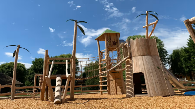 One of the outdoor playgrounds at Eurocamp La Croix du Vieux Pont