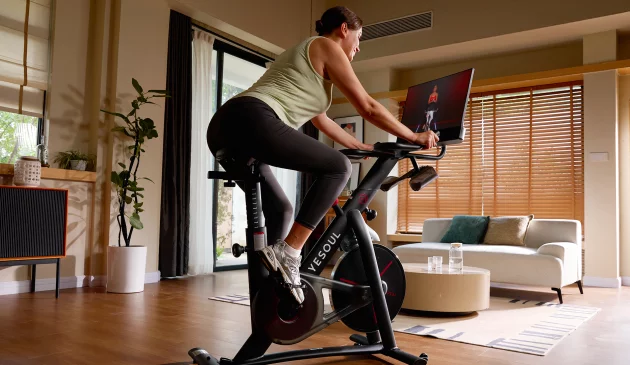 A woman riding a Yesoul bike