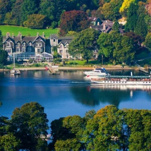 Aerial view of the Lakeside Hotel and Spa in the Lake District.