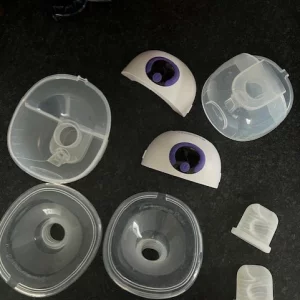 Lansinoh wearable double breast pump review image showing all pump parts