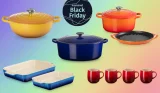 Composite image of Le Creuset products available with Black Friday offers