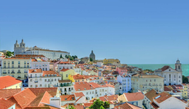 Colourful buildings forming Lisbon's skyline