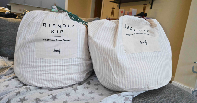 Loaf's Friendly Kip vs Easy Kip duvets side by side