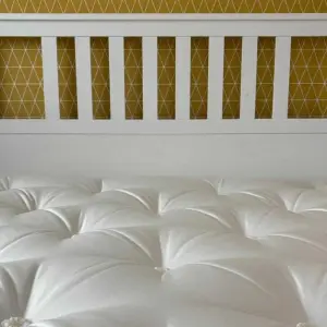 A view of the Loaf Top Dog Mattress in tester Rachel's master bedroom