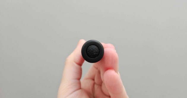 A view of the bottom of the Lovehoney Magic Bullet bullet vibrator being held by a hand