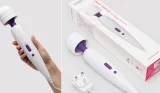 Lovehoney Classic Wand 2.0 product images on the left being held and on the right in its box