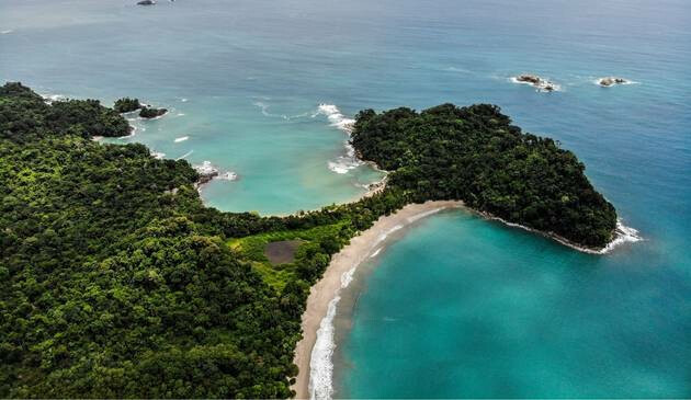 Manuel Antonio national park beach from above