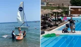 A family testing out facilities at the Mark Warner Kamari Beach Resort