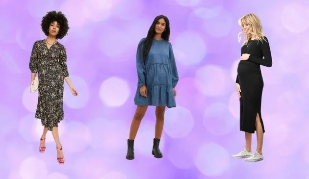 three women in maternity dresses