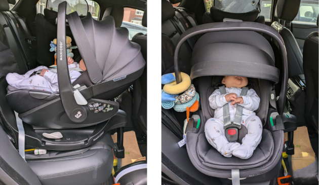 Baby sleeping in Maxi-Cosi Pebble 360 Pro car seat