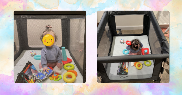 Maxi-Cosi Swift travel cot in testing with baby