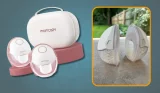 momcozy m6 review image featuring stock image of the pump and the pump in testing
