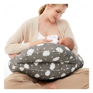Momcozy Nursing Pillow stock image of mother feeding baby using pillow