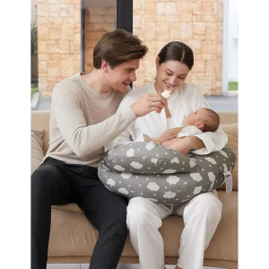 Momcozy Nursing Pillow stock image of family using pillow