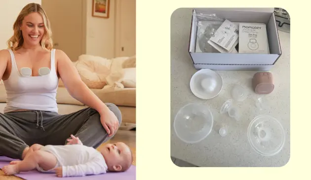 Woman using the Momcozy S9 Pro breast pump