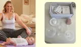 Woman using the Momcozy S9 Pro breast pump