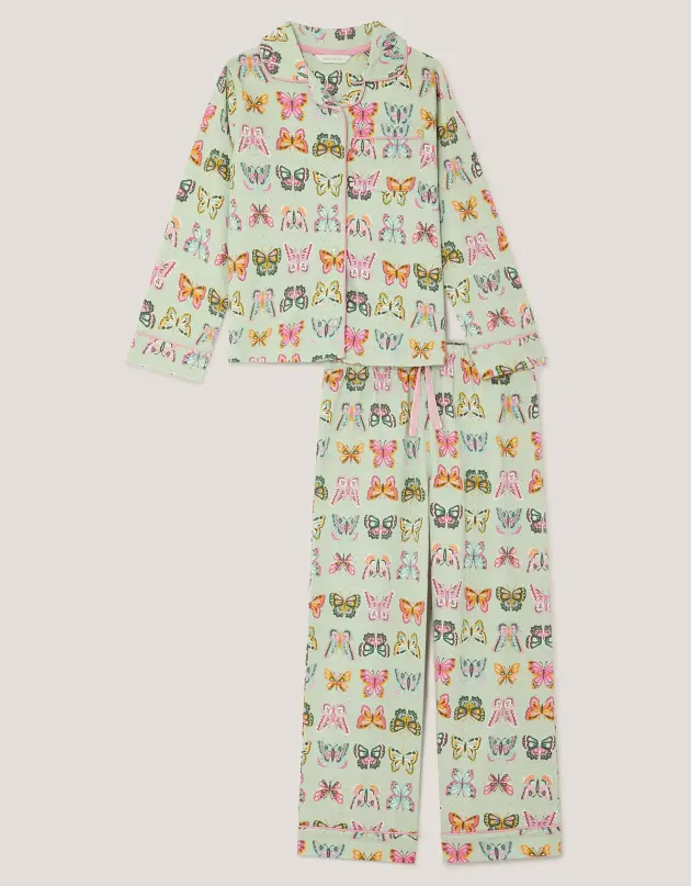 Product image of Monsoon's Butterfly Print Long Pyjamas Set Teal pyjamas