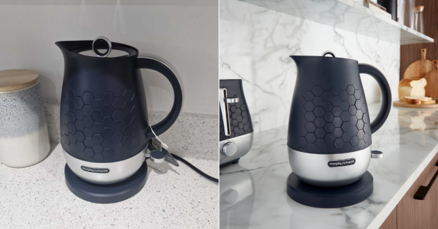 Real life and advertisement pictures of Morphy Richards Cassini kettle