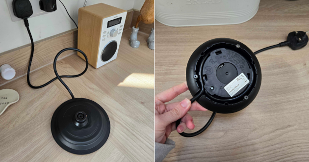 Close up of the Morphy Richards Equip kettle cable tidy