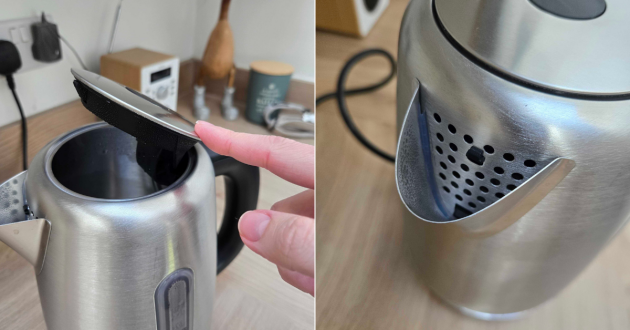 Close up of design features of the Morphy Richards Equip kettle