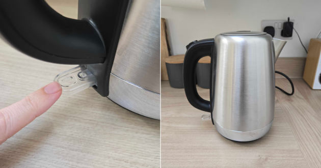 Close up of design features of the Morphy Richards Equip kettle