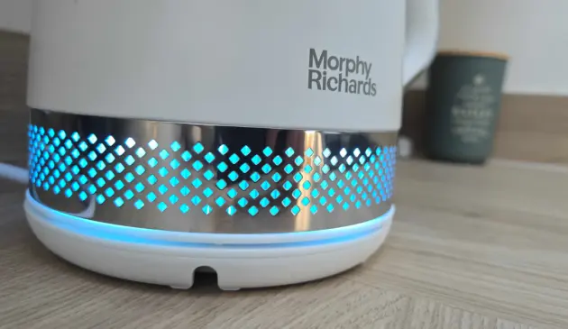 A close up of the light on Morphy Richards' Illumination kettle