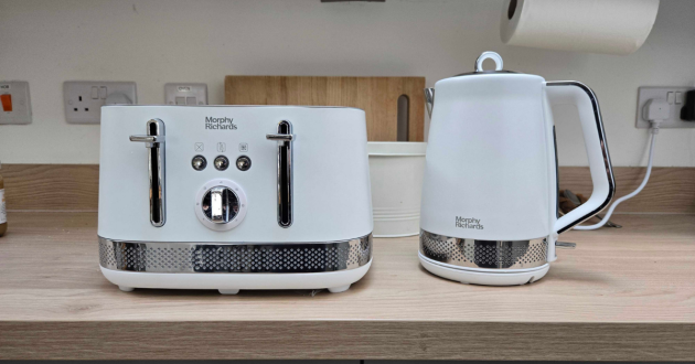 Side by side - the Morphy Richards Illumination toaster and kettle set