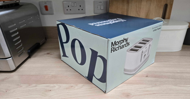 The Morphy Richards Illumination 4-Slice Toaster in its box