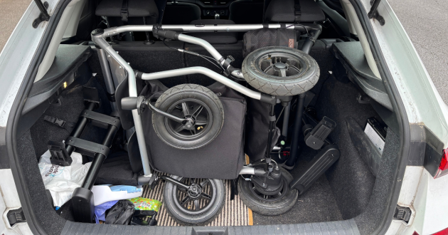 Mountain Buggy Duet folded in car boot