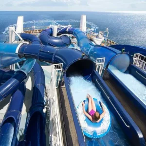 Waterslides onboard an MSC Cruises ship