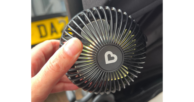 a close up of the munchkin pram fan