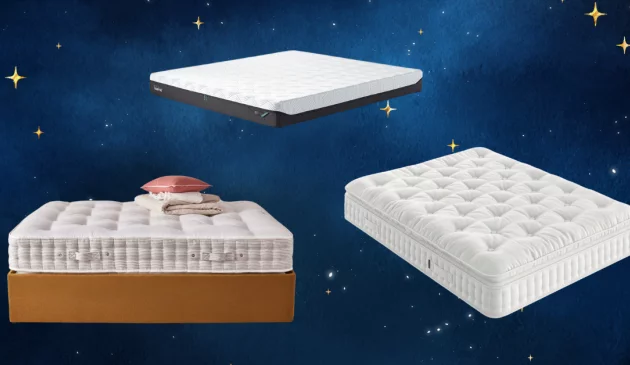 a collage of three cooling mattresses against a starry night background