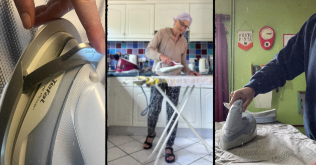 steam irons being hand tested