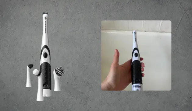 Mumsnet home editor Poppy O'Neill testing the SonicScrubber