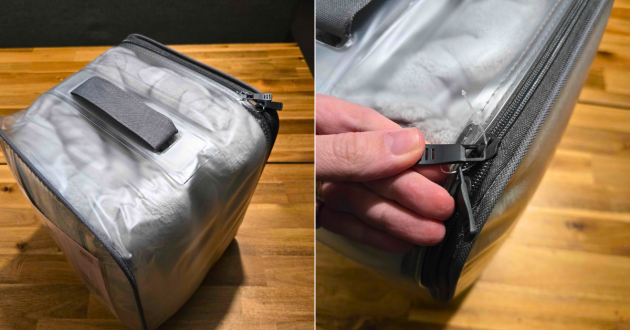 Editor Rebecca demonstrates opening the Next grey weighted blanket