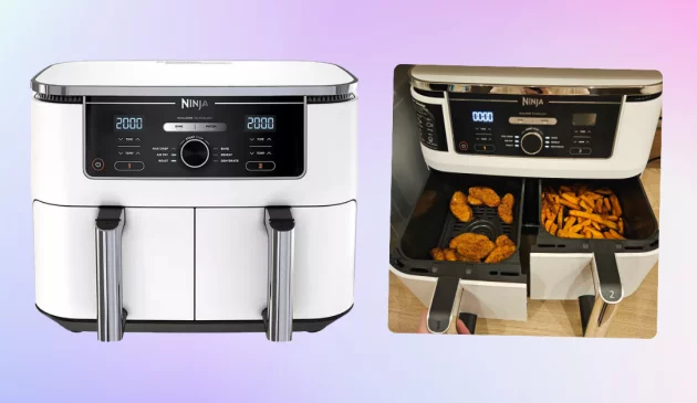 NINJA Foodi MAX Dual Zone AF400UKWH Air Fryer, product imagery and in use