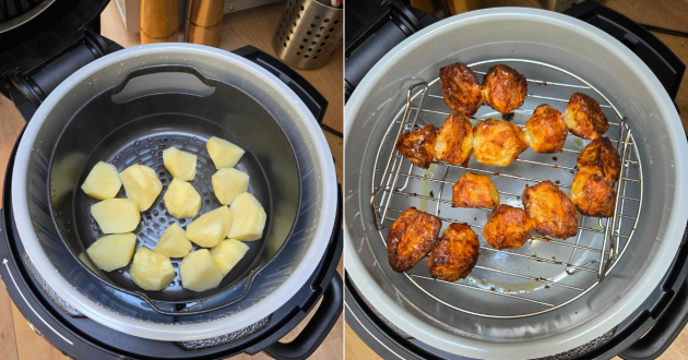 Before and after - roast potatoes with the Ninja Foodi 9-in-1 Multi Cooker
