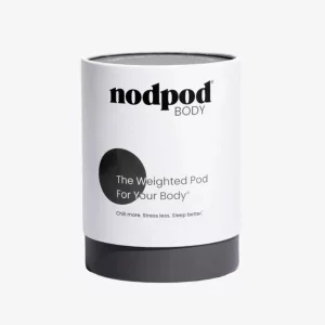 The Nodpod BODY Weighted Blanket in its packaging up close