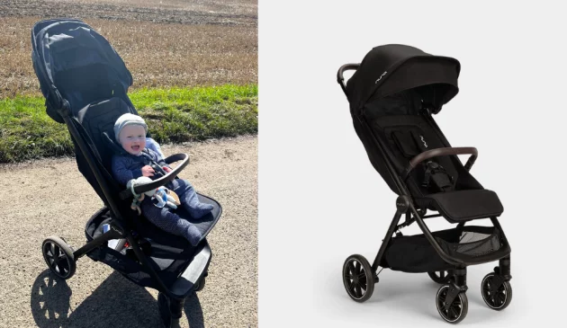 baby in Nuna trvl lx stroller