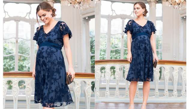 blue lace maternity dress