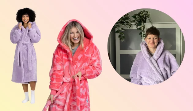 Three women modelling oodie dressing gowns