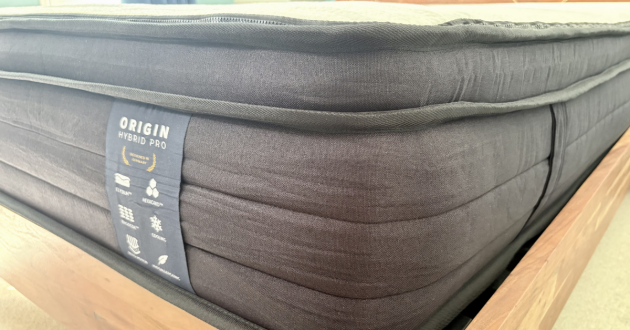 A corner of the Origin Hybrid Pro Mattress