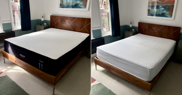With and without a fitted sheet on Origin Hybrid Pro Mattress