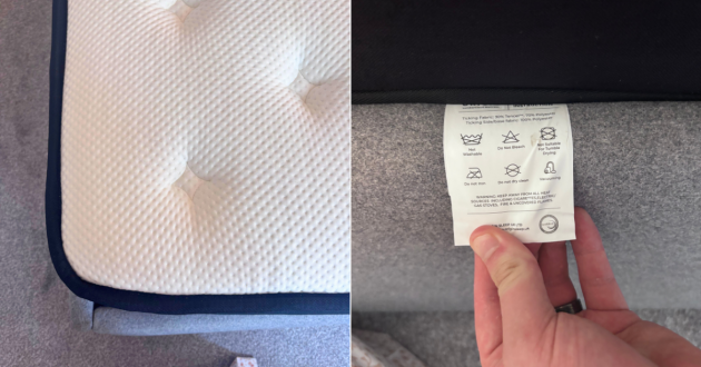 Close up of details on the Origin LumbarCloud Mattress