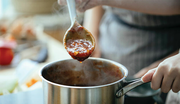 Pan of sauce cooking