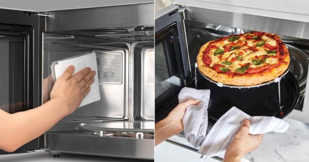Cleaning the inside and cooking pizza with the Panasonic 4-in-1 Air Fry Combi Microwave Oven