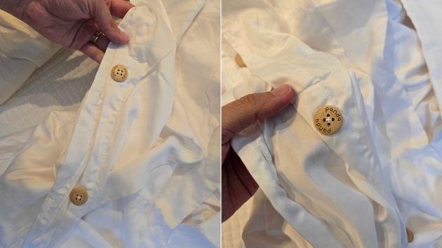 Panda London bamboo buttons on the 10% bamboo bedding set